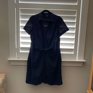 Talbots-16p-navy blue eyelet dress